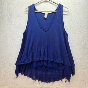 We The Free People Oversized Frayed Hem Tank Top Womens XS‎ Grunge Punk Tiered
